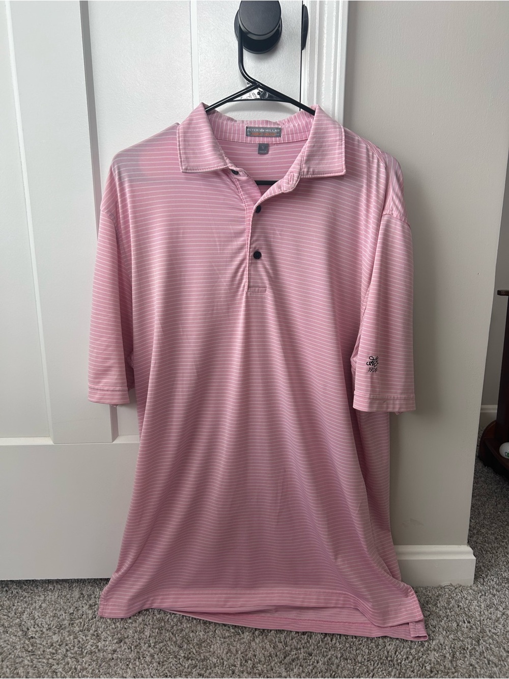 Peter Millar Pink Striped Performance Polo